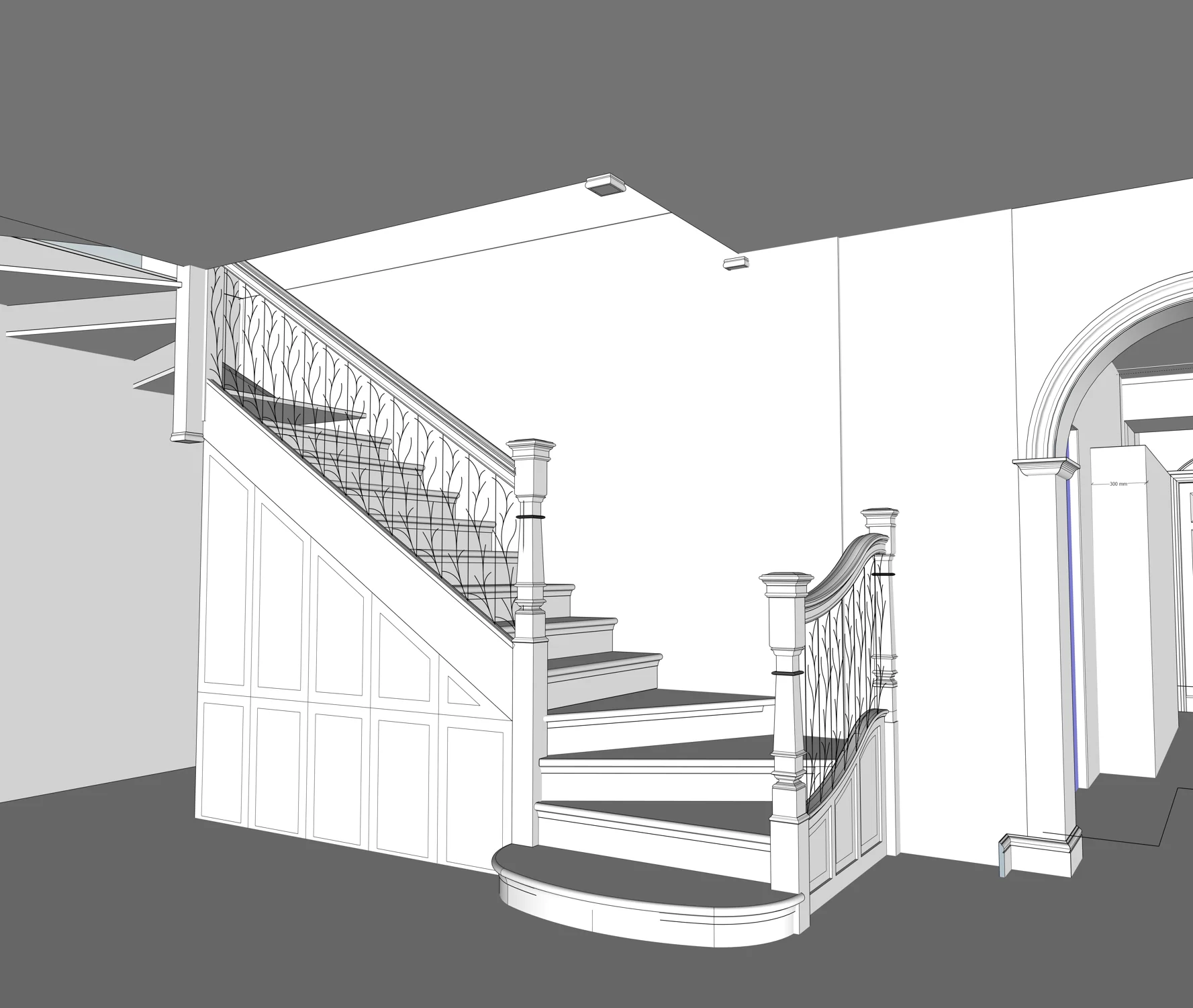 Architectural three dimensional staircase coordination model